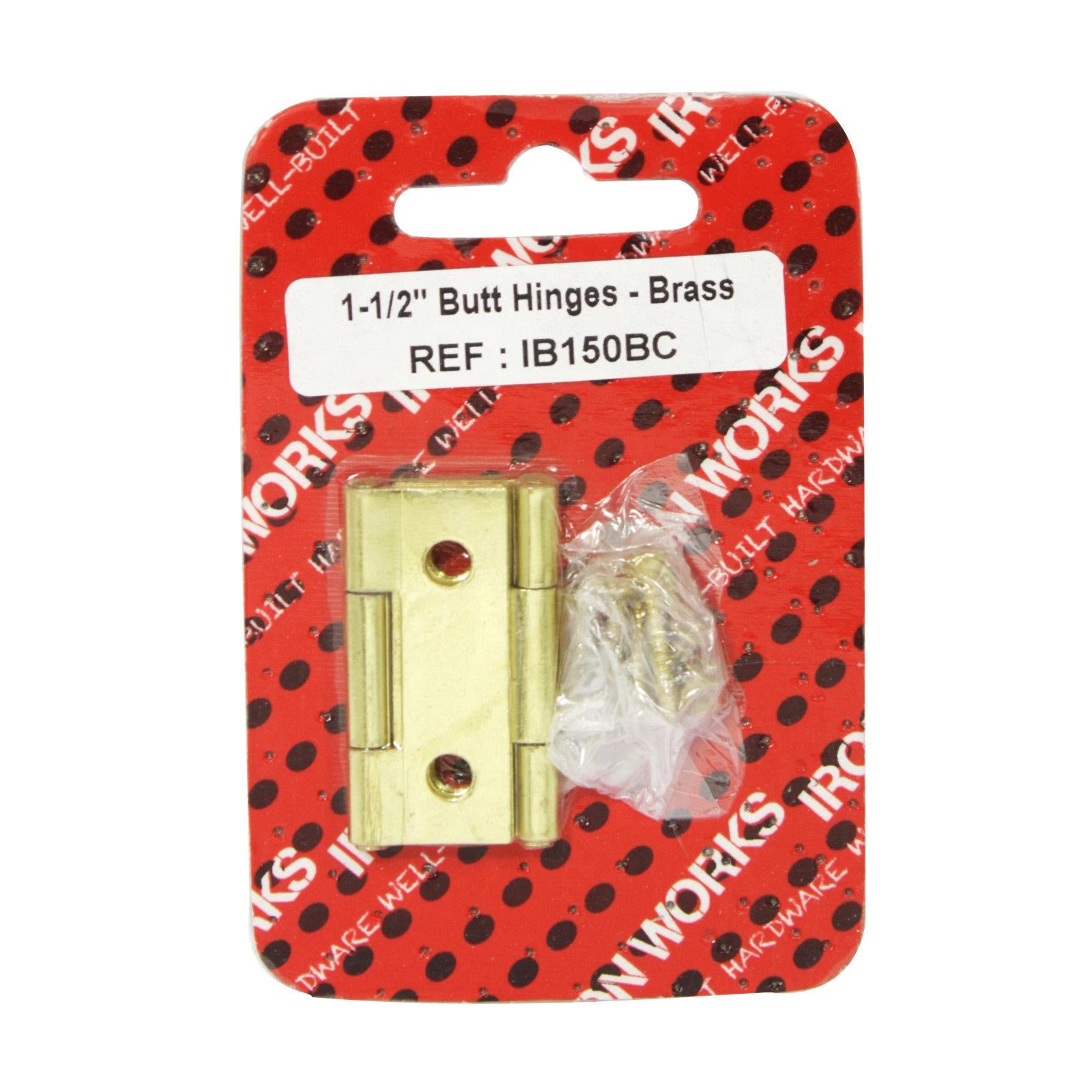 Iron Works 1 Half Inch Brass Butt Hinges 1 Pair Iron Works 1 Half Inch Brass Butt Hinges 1 Pair